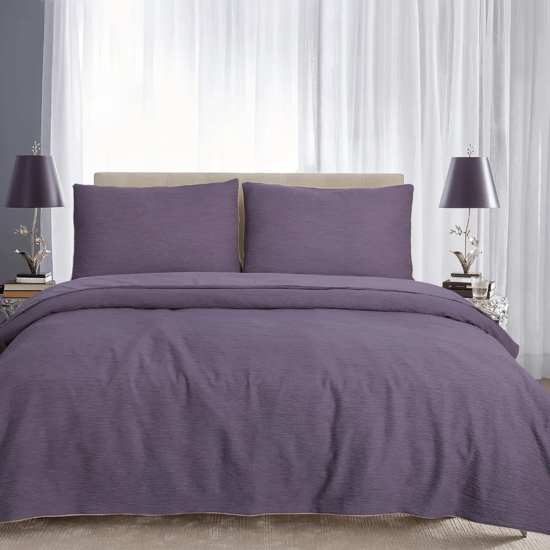 Venus Textured Quilt Cover Set - Grape