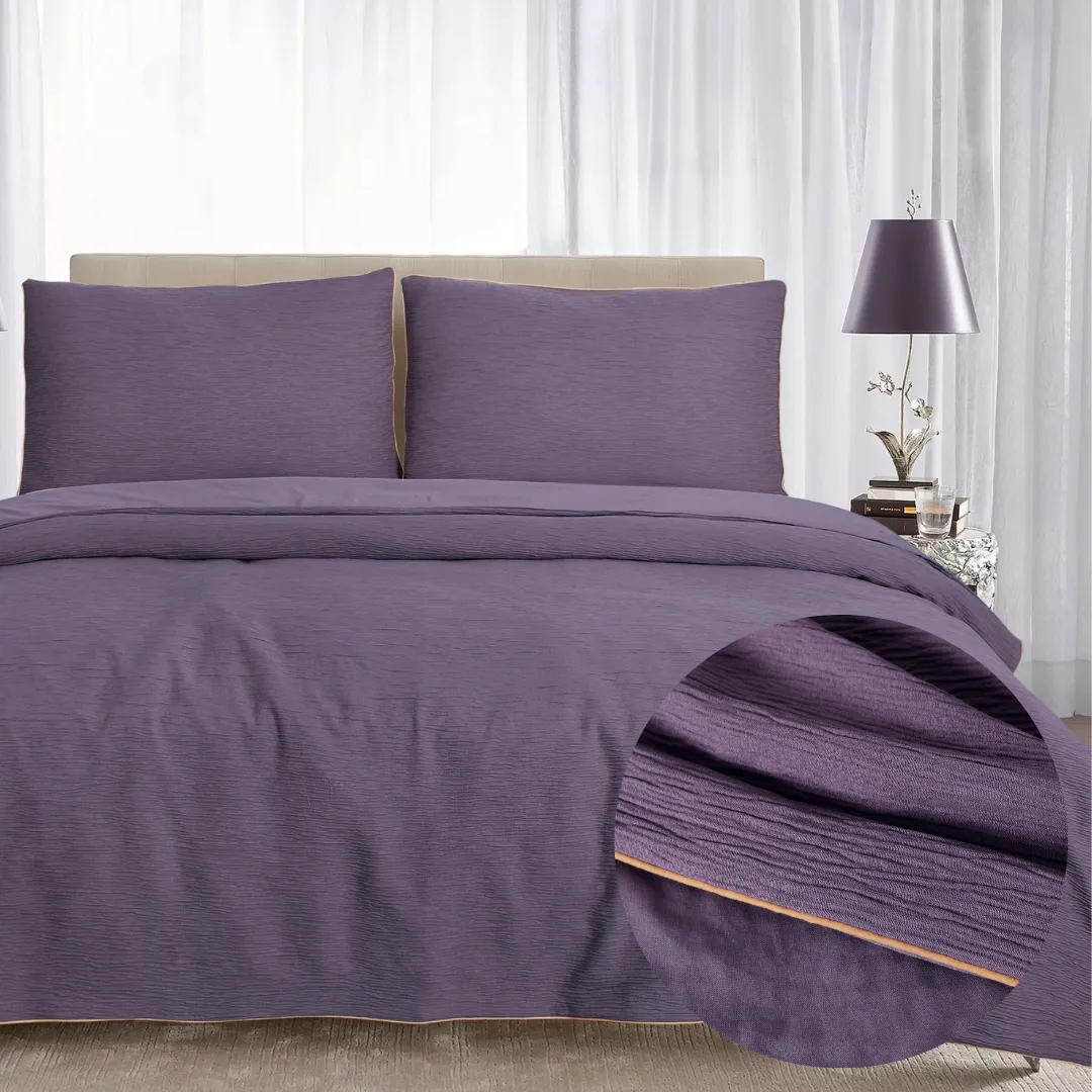 Venus Textured Quilt Cover Set - Grape