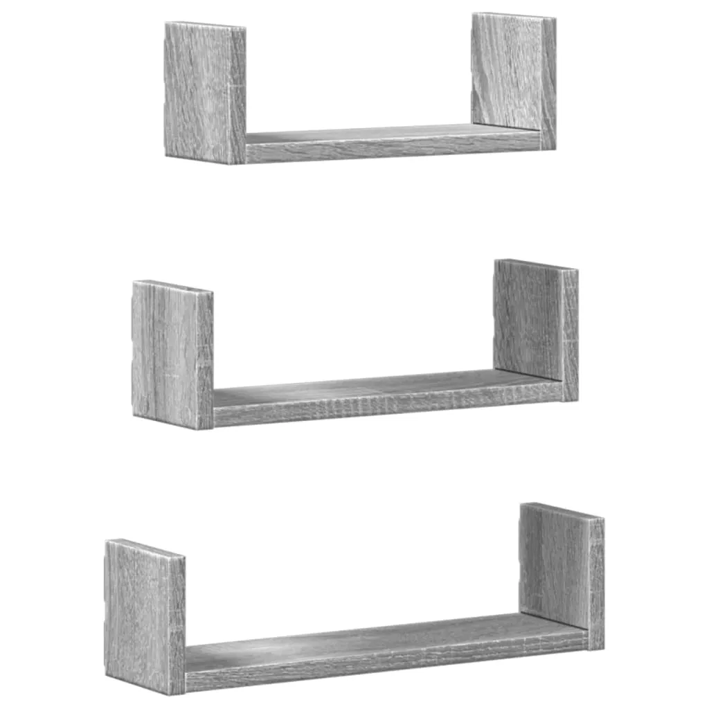 Wall Shelf 3 pcs Grey Sonoma Engineered Wood