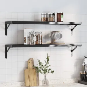 Wall Shelves 2 pcs 100x23.5x3 cm Black Stainless Steel