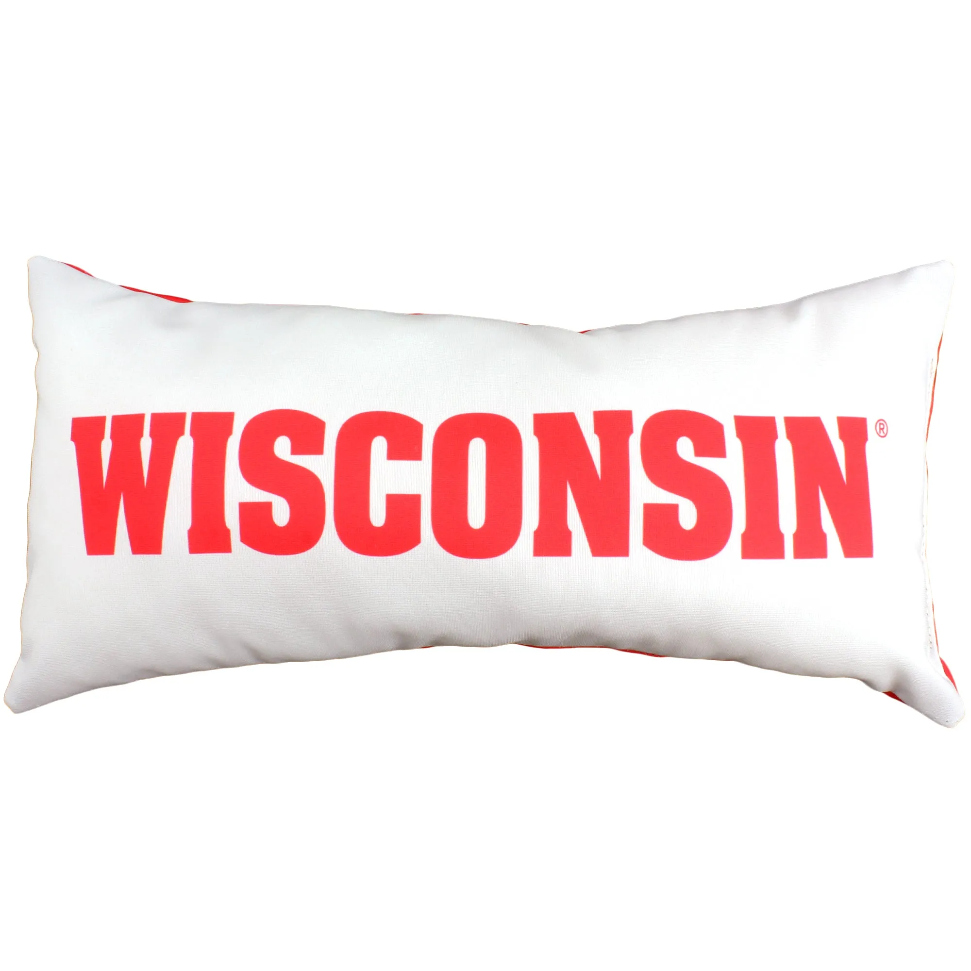 Wisconsin Badgers 2 Sided Bolster Travel Pillow, 16" x 8", Made in the USA