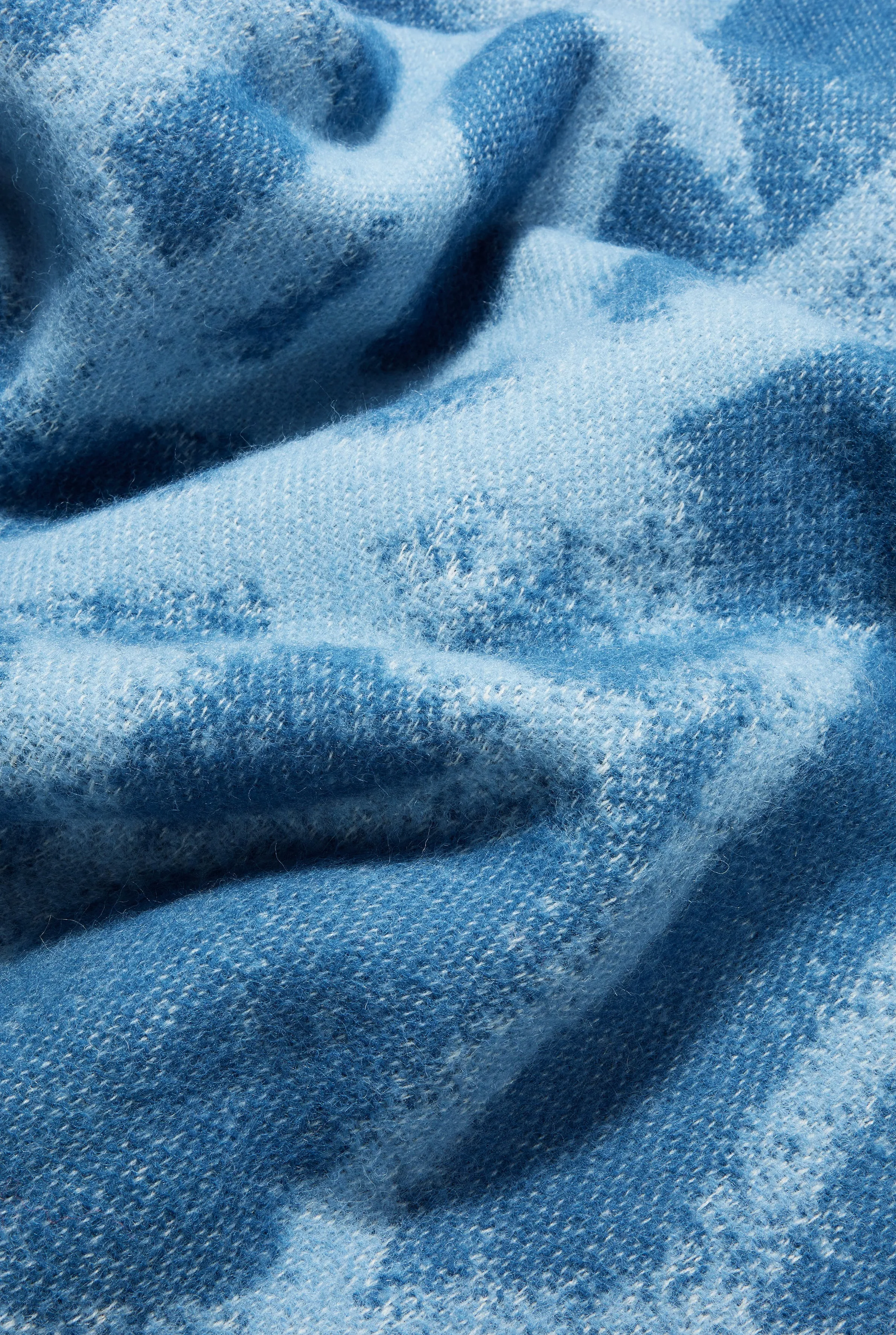 Wool Blanket "Staying" by Tom Koken - Beige / Blue